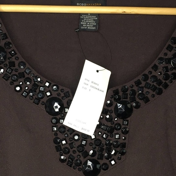BCBG MaxAzria Cocoa/Black Jeweled Dress New with tags! Style#BC30413 Size Small - Picture 6 of 8